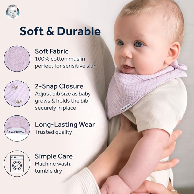 Gerber unisex-baby Muslin Bandana Bibs