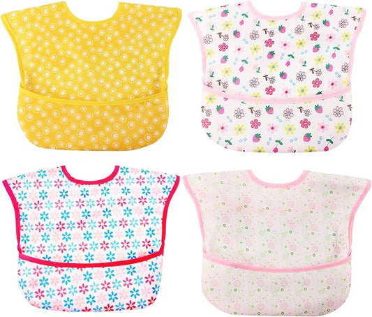 Baby bibs Waterproof Toddler bib - Feeding bib with Pocket for Infant Boy Girl Washable 6-36M