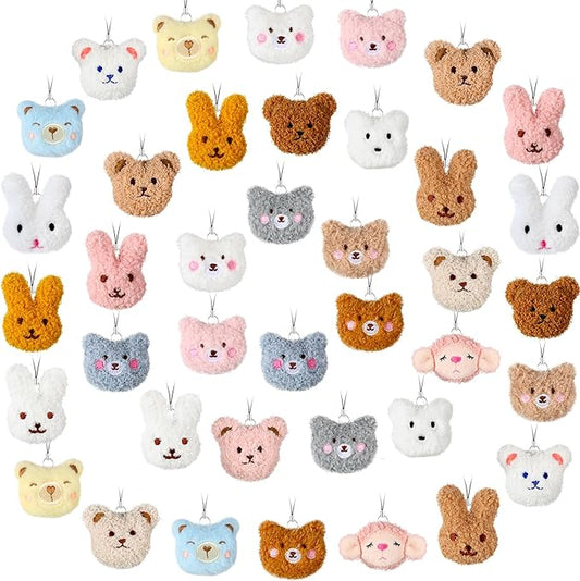 Libima 40 Pcs Mini Stuffed Animals Sea Animal Fruit Plush Keychain Set for Carnival Birthday Classroom Prizes Decoration for Clothes (Adorable)