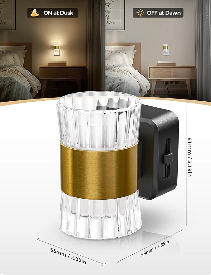 DORESshop LED Night Light Plug in, Modern Night Lights Plug into Wall, Dusk to Dawn Sensor, 0-100LM Adjustable Brightness, Dimmable Decorative Night Lights for Hallway Bedroom Stairway