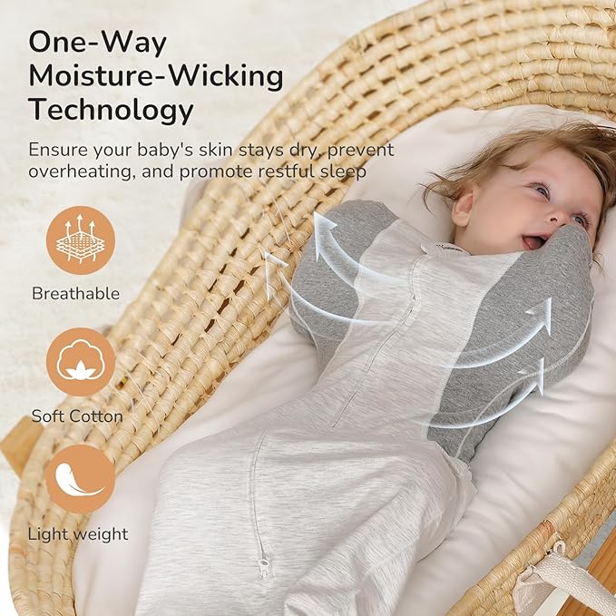 KIDIRA Swaddle for Newborns, Baby Swaddles 1-3 Months 5-13lb, Arms Up Swaddle 1-3 Months Newborn with Moisture-Wicking Fabric, Promotes Healthy Hip Development, 2-Way Zipper & Foot Buttons, 1Pack