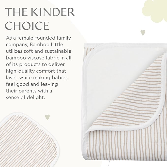 Bamboo Viscose Baby Hooded Towel & Washcloth Set for Babies and Toddlers, Soft & Absorbent, 70% Viscose from Bamboo, 30% Cotton Muslin - Imported (Taupe)