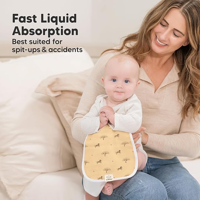 Organic Burp Cloths Baby Boy & Girl - 5-Pack Super Absorbent Cotton Burping Cloths for Babies, Soft & Plush Newborn Spit Up Rags, Infant Towels for Milk Spit Up, Unisex, Large 21" x 10" (Palms)