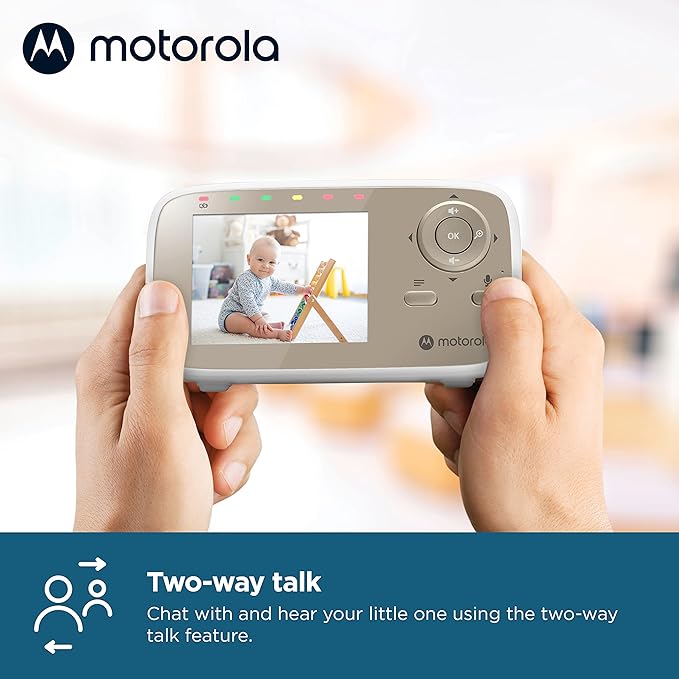 Motorola Nursery Baby Monitor with Camera and Audio, 2.8" Color Screen, Long Range VM483 with 2-Way Audio, Wireless, No WiFi, Remote Tilt/Zoom, Temperature Sensor, Night Vision