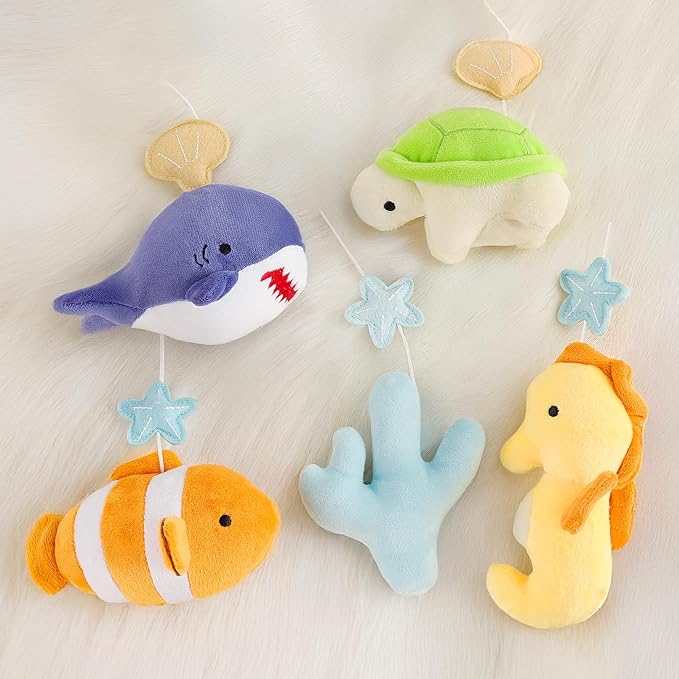 Ocean Crib Mobile - Musical Baby Mobile for Crib with 12 Lullabies for Boys & Girls, Sea Animals Baby Crib Mobile, Nursery Mobiles, Fits Standard Cribs