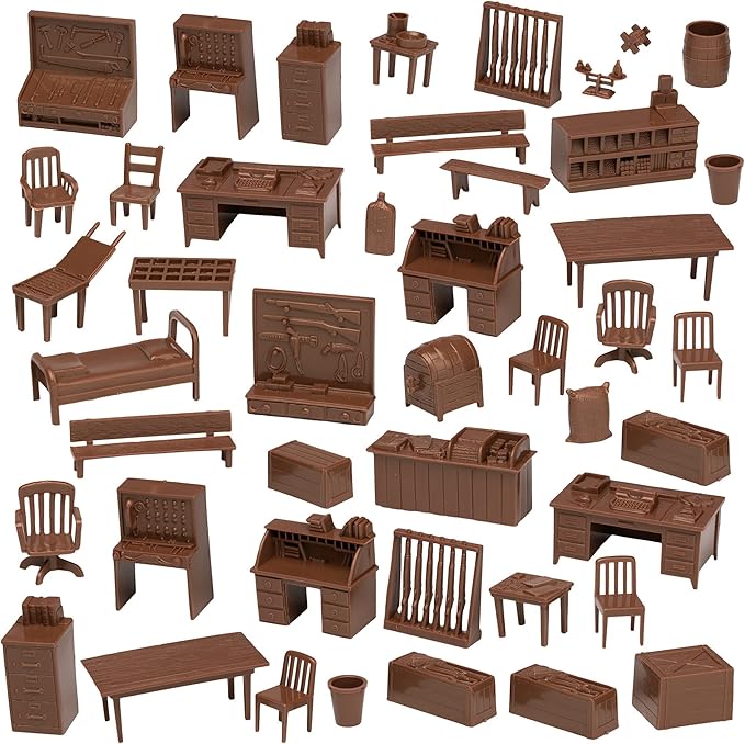 BMC Classic Marx Military Base Camp - 44pc Plastic Army Men Playset Accessories