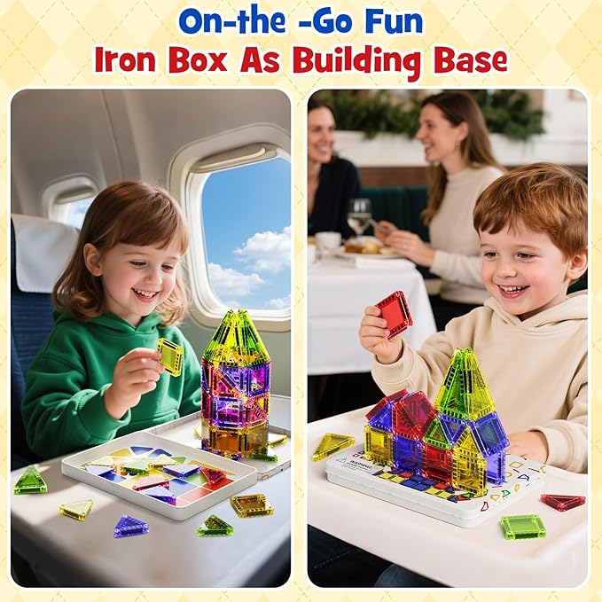Magnetic Building Toys STEM Magnet Travel Construction Set with Storage Box - Educational Birthday Gifts for Boys & Girls Magnetic Building Toys for 3-8 Year Olds(40 PCS)