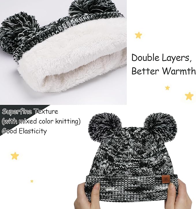 Kids Toddlers Winter Beanie Hats Gloves Neck Scarf Set Mittens Gifts for 0 6 12 Months 1 2 3 4-8 Year Old Baby Girls Boys