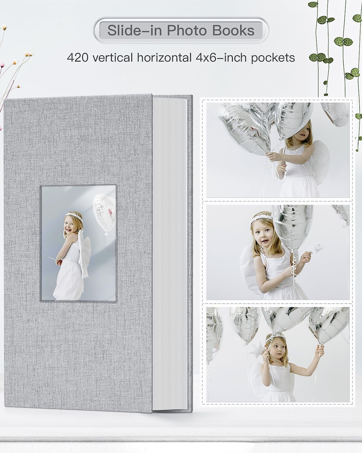 popotop Photo Album 4x6-420 Photos Photo Books with 420 Horizontall Pockets,Linen Cover Albums for Family Wedding Anniversary Baby Vacation Pictures