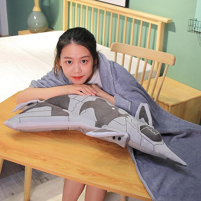 29 Inch Airplane Plush Toy with Blanket – Warplane Stuffed Animal, Space Shuttle Plush for Kids, Sofa or Travel Decor