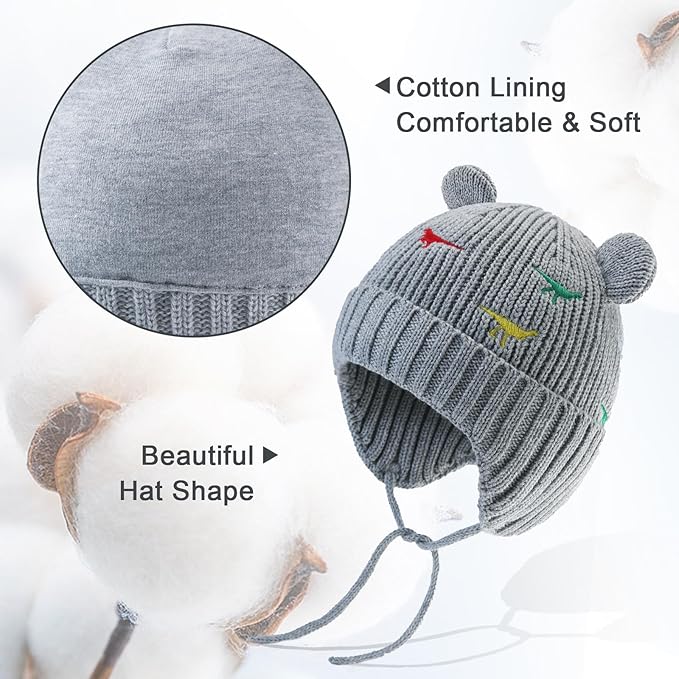 XIAOHAWANG Baby Hat Cute Bear Toddler Earflap Beanie Warm for Fall Winter