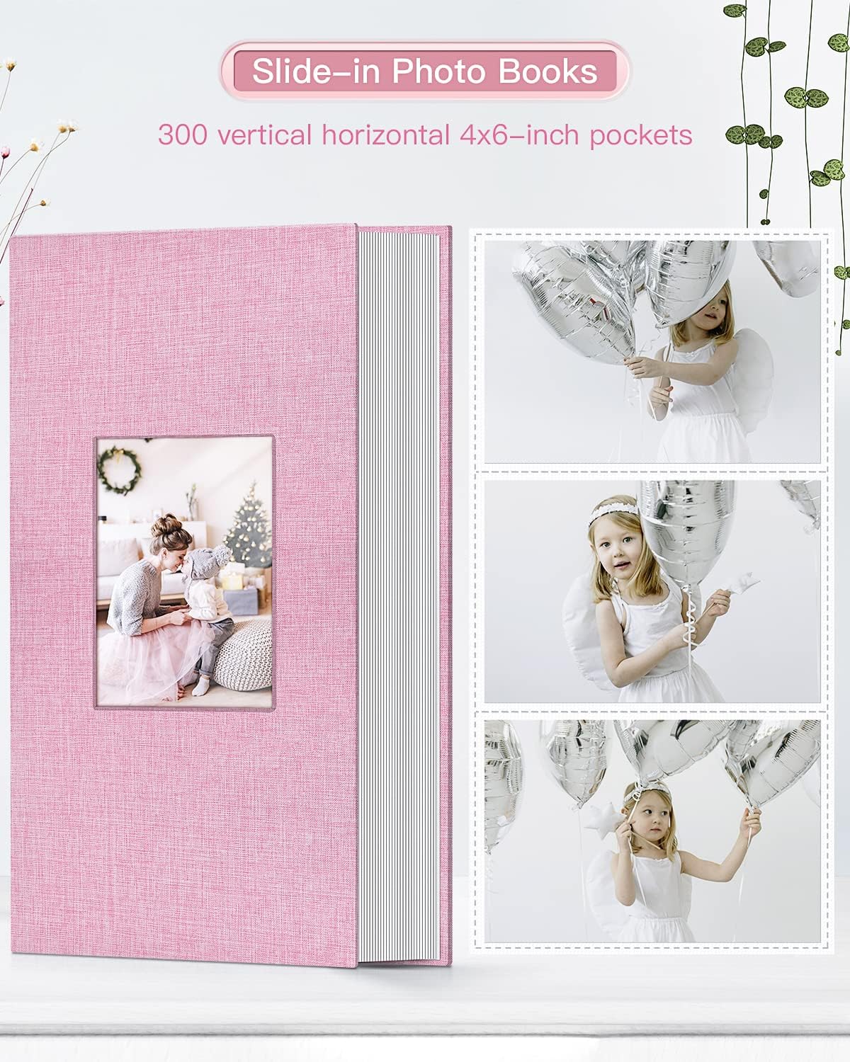 popotop Photo Album 4x6-300 Photos Linen Cover Photo Books with 300 Horizontal Pockets,Slip-in Picture Albums for Family Wedding Anniversary Baby Vacation Pictures