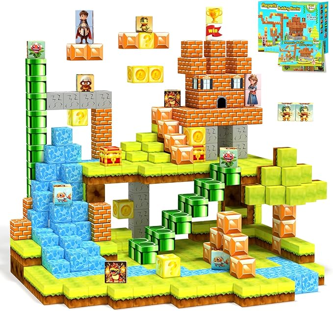 Magnetic Blocks- Magnetic Building Blocks Magnet Cube Toys Stacking, Build Forest Toys & Games Set, STEM Sensory Play, Birthday Giftsfor Kids Boys Girls Age 3 4 5 6 7 8 9 10 (54pcs 1inch)