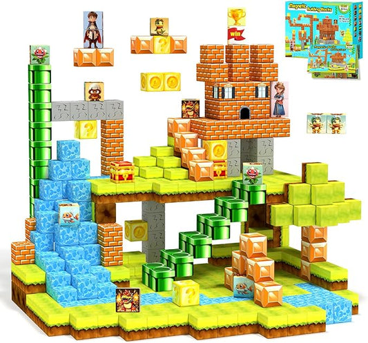 Magnetic Blocks- Magnetic Building Blocks Magnet Cube Toys Stacking, Build Forest Toys & Games Set, STEM Sensory Play, Birthday Giftsfor Kids Boys Girls Age 3 4 5 6 7 8 9 10 (54pcs 1inch)