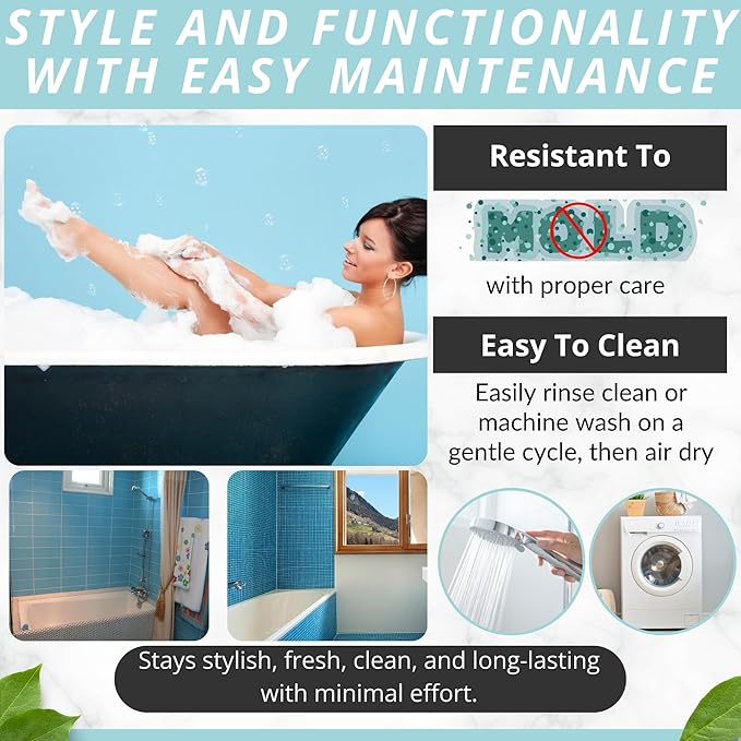 ENKOSI Non-Slip Bath Mat - Extra Long 40 x 16 Inch Large Anti-Slip Tub & Shower Mat with Suction Cups and Drain Holes for Bathroom Bathtub Safety and Decor (40x16 Aqua Blue)