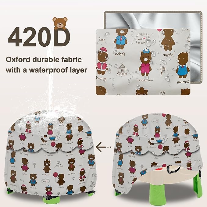 Kids Water Table Cover Fit Little Tikes Fish 'n Splash Water Table, Waterproof Dust Proof Outdoor Toys -Cover only,34"Dx20"H (Bear)