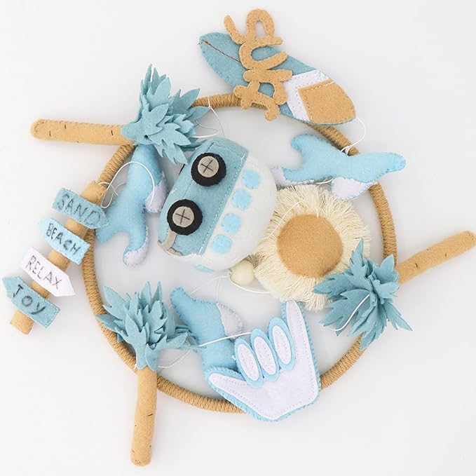 Surf Mobile for Crib Handmade Felt Nursery Decor Crib Mobile surf for Bassinet Baby Shower Newborn Baby Gift Beach Nursery Decor (Surf and Beach)