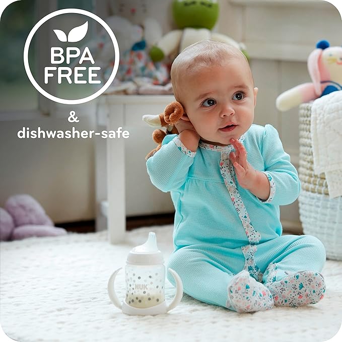 NUK Large Learner Tritan Cup, 10 oz, 8+ Months – BPA Free, Spill Proof Sippy Cup (Pack of 12)