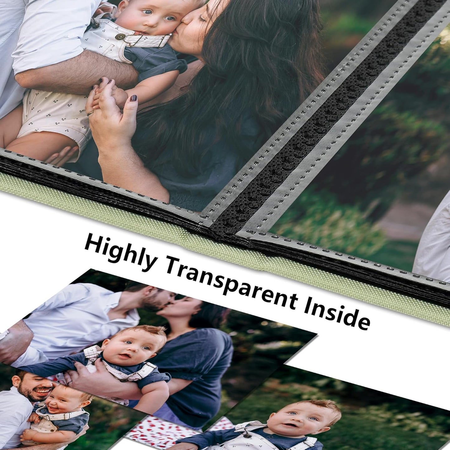 Small 4x6 Photo Album 24 Pockets Linen Cover with Front Window Portable Mini Picture Book for Travel Wedding Memories Organizer Gray Green