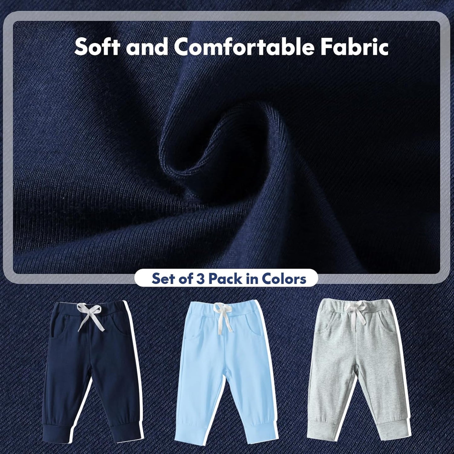 DREAM BUS Pack of 3 Toddler Jogger Pants with Pocket Toddler Boy Sweatpants Baby Boy Pants Infant Newborn Leggings