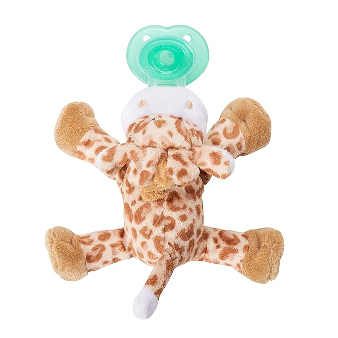 Nookums Paci-Plushies Shakies - Pacifier Holder - Adapts to Name Brand Pacifiers, Suitable for All Ages, Plush Toy Includes Detachable Pacifier (Brown Giraffe)