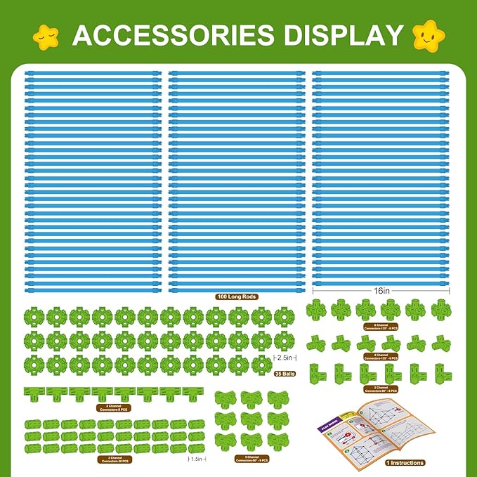 SpringFlower Fort Building Kit for Kids,STEM Construction Toys, Educational Gift for 3 4 5 6 7 8 9 10 11 12 Years Old Boys and Girls,Ultimate Creative Set for Indoor & Outdoors Activity,200 Pcs,Green