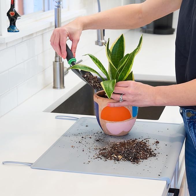 The Table Tyke Table Tyke Placemat XL Silicone Baby Placemat with Teething Edge Bumper - Waterproof Toddler Table Mat for Eating, BPA Free, Dishwasher Safe (Grey)