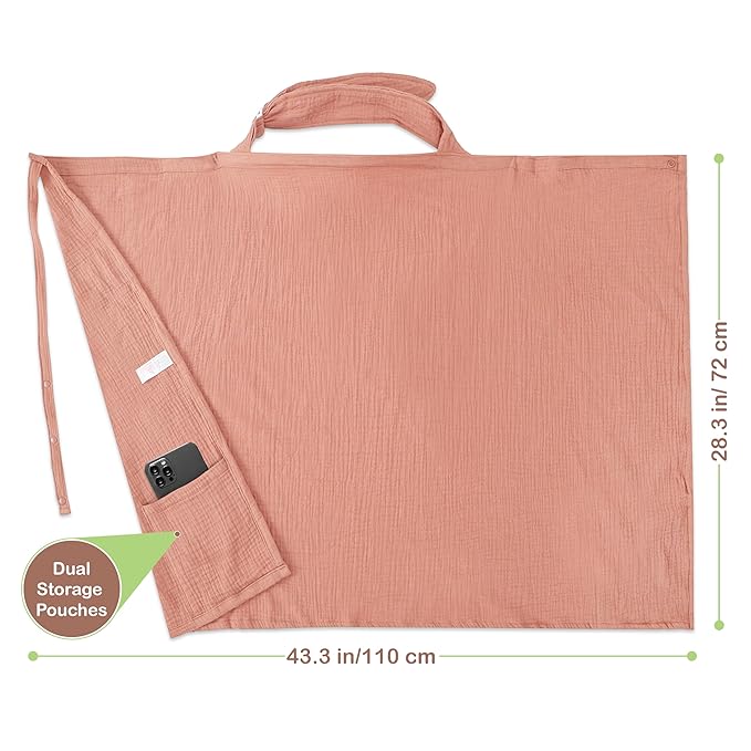 Premium Organic Breathable Muslin Nursing Cover for Breastfeeding - Privacy Breast Feeding Covers for Women - Multi-Use Nursing Cover Up - Soft & Lightweight Breastfeeding Covers (Rust)