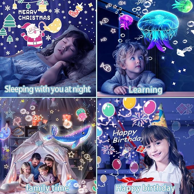21 Sets of Films Ocean Night Light Projector, Kids Projector for Bedroom, Stars Projector for Ceiling, 360 Degree Rotation Kids Night Light for Decorating Party,Birthdays,Christmas Gifts
