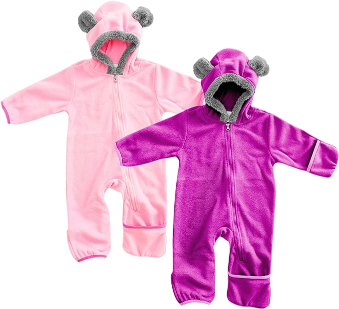 Cuddle Club Fleece Baby Bunting Bodysuit with Hood, Convertible Mittens & Booties, Car Seat Friendly, Soft & Warm, Easy Zip