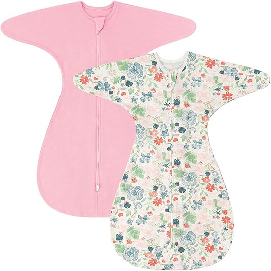 ZIGJOY Shark-Fin Transition Swaddle - 1.0 Tog Baby Sleep Sack Soft Cotton Transitional Swaddle Baby Wearable Blanket