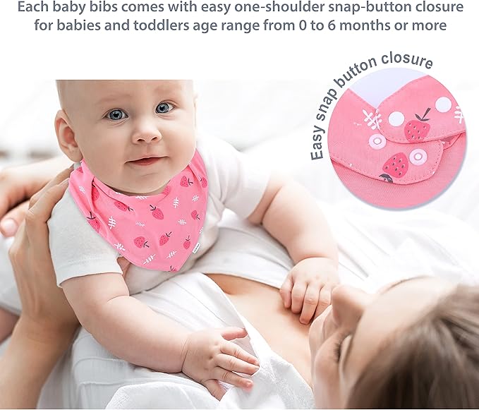 DOKMA Set 8 Organic Cotton Baby Drool Bibs - Bandana Teething Bibs for Baby - Bandana Drool Bibs - Ultra Soft, No Scratch