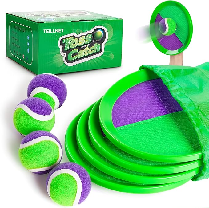 Toss and Catch Ball Set Upgraded - Kids Toys Outdoor Games for Whole Family - Water-Resistant Great for Beach Pool Yard Games - Classic Gift for Boys Girls 3 4 5 6 7 8 9 10 11 12+ Years Old
