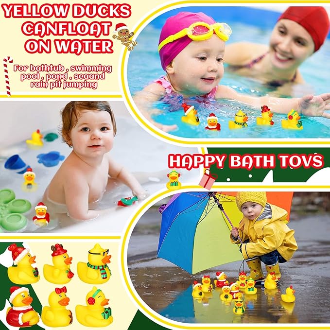 Honoson 36 Pcs Rubber Duck in Bulk Mini Toy Rubber Duck for Bath Birthday Gifts Shower Party Favors Decoration(Holiday)