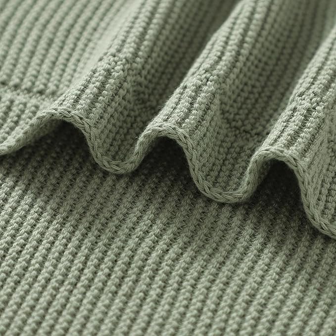 Baby Blanket 30 x 40 Inch Soft Knit for Boys & Girls Cotton Nursery Swaddling Blankets Toddler Knitted Crochet Receiving Crib