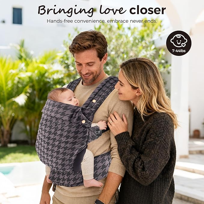 Baby Carrier Newborn to Toddler- Ergonomic,Cozy and Lightweight Infant Carrier for 7-40lbs,3 Carry Positions Newborn Carrier,Gray