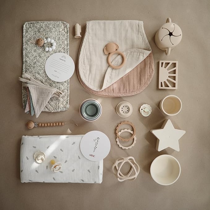 FRIGG Daisy Night Natural Rubber Baby Pacifier | Made in Denmark | BPA-Free (Croissant/Cream, 0-6 Months) 2-Pack