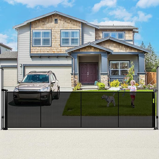 160" Retractable Baby Gate Extra Wide, 41" Tall Retractable Dog Gate for Stairs, Doorways, Decks, Mesh Gate Long Child Gate Pet Gate for Indoor, Outdoor, with Reinforced Mesh Rods, Dual Locks