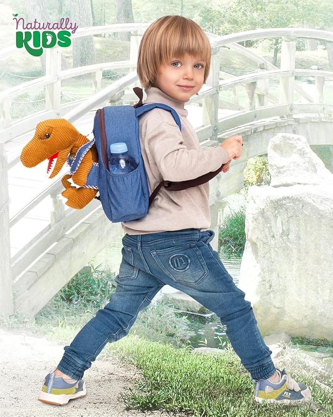 Dinosaur Backpack for Kids 3-5, Toddler Backpack for Boys with Detachable Dinosaur Toy with Pockets and Reflective Logo Patch