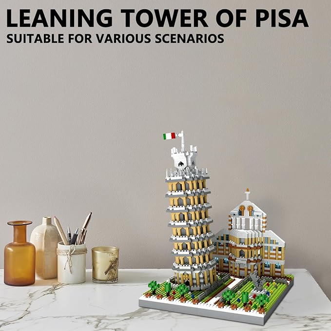 Leaning Tower of Pisa Micro Mini Building Blocks Set Italy Architecture Building Kits Famous Landmark Model Toys Gift for Adults Kids Teens 2500 PCS