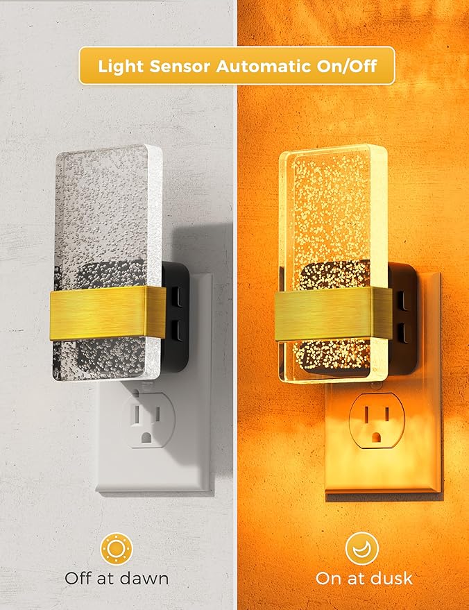 L LOHAS LED Night Lights Plug Into Wall [2 Pack], Color Changing Night Light with Dusk to Dawn Sensor, RGB 180° Rotating Night Light, 0-100LM Dimmable Nightlight for Kids, Bathroom, Hallway,Gift