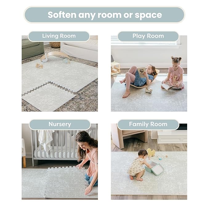 Baby Play Mat for Floor - Eden (6x6ft) - Premium EVA Foam Play Mat for Babies & Toddlers (Ages 0-5+) - Non-Toxic Playmat for Tummy Time, Crawling & Playroom - Stylish & Comfortable