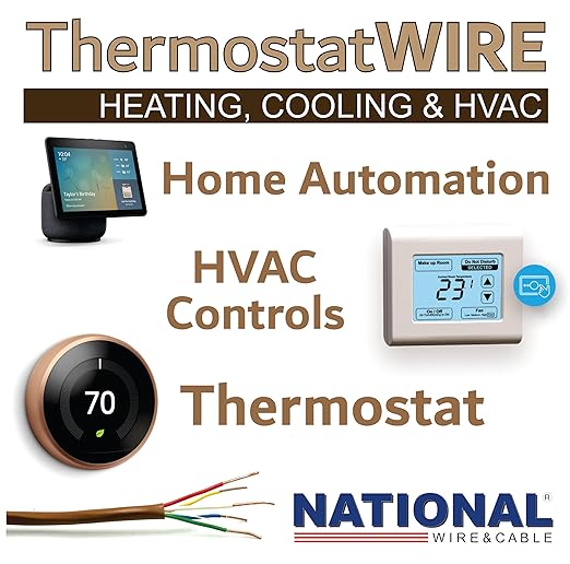 18/5 100Ft. NATIONAL Wire&Cable Thermostat Doorbell HVAC Heating Control Professional Cable Wire - Made in USA - 100% Solid Copper Conductors, CL2 ETL Listed, Low Voltage Applications Use