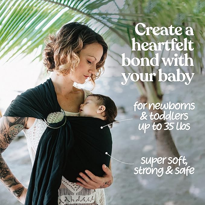 Nalakai Luxury Ring Sling Baby Carrier, Soft Linen Blend Baby Sling, Baby Wrap, Wear Your Little One Close to Your Heart, Longer Length