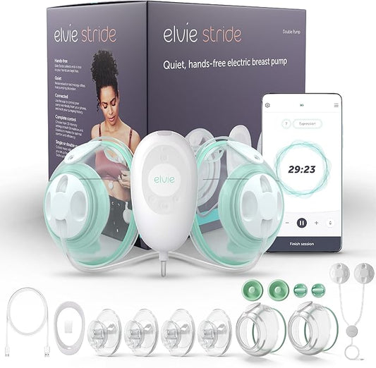 Elvie Stride Hospital-Grade, App-Controlled Breast Pump - Hands-Free, Wearable, Ultra-Quiet & Electric with 2-Modes, 10-Settings & 5oz Capacity per Cup