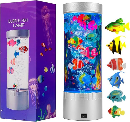 Bubble Fish Lamp, LED Aquarium Sensory Light, 1ft Colorful Bubble Tube for Bedroom, Kids Room, Living Room, Party