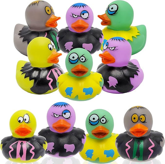 6-Pack Halloween Zombie Rubber Duck Toy Duckies for Kids, Bath, Birthday Baby Showers Summer Beach and Pool Activity, 2 Inches