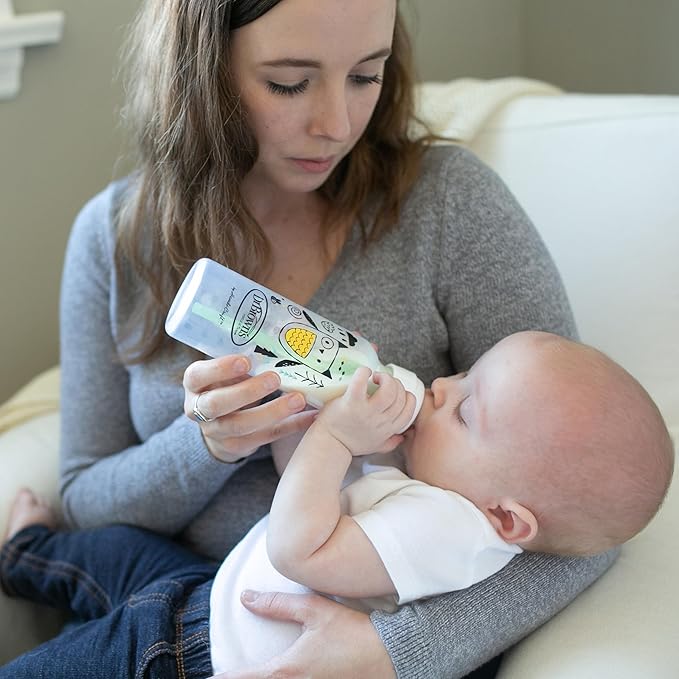 Dr. Brown's Natural Flow Anti-Colic Options+ Narrow Baby Bottle, Bear & Owl, 8 oz/250 mL, with Level 1 Slow Flow Nipple, BPA Free, 0m+, 2-Pack