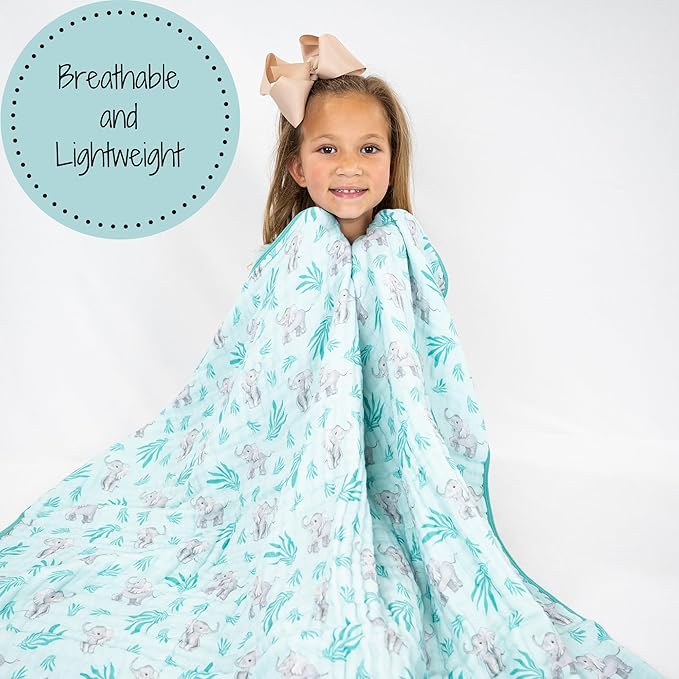 LollyBanks Muslin Baby Blanket 100% Organic Cotton, Muslin Quilt Lightweight, 6 Layers Soft Blanket Neutral, 47"x 47" Toddler Blankets for Girls and Boys, Nursery Receiving Blankets (Elephant Print)