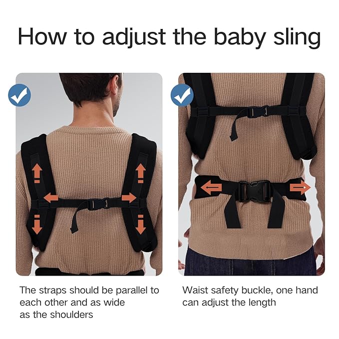 Baby Carrier Newborn to Toddler,Newborn Carrier with Head Support, Cozy Baby Holder Carrier for Dad Mens (All-Black)